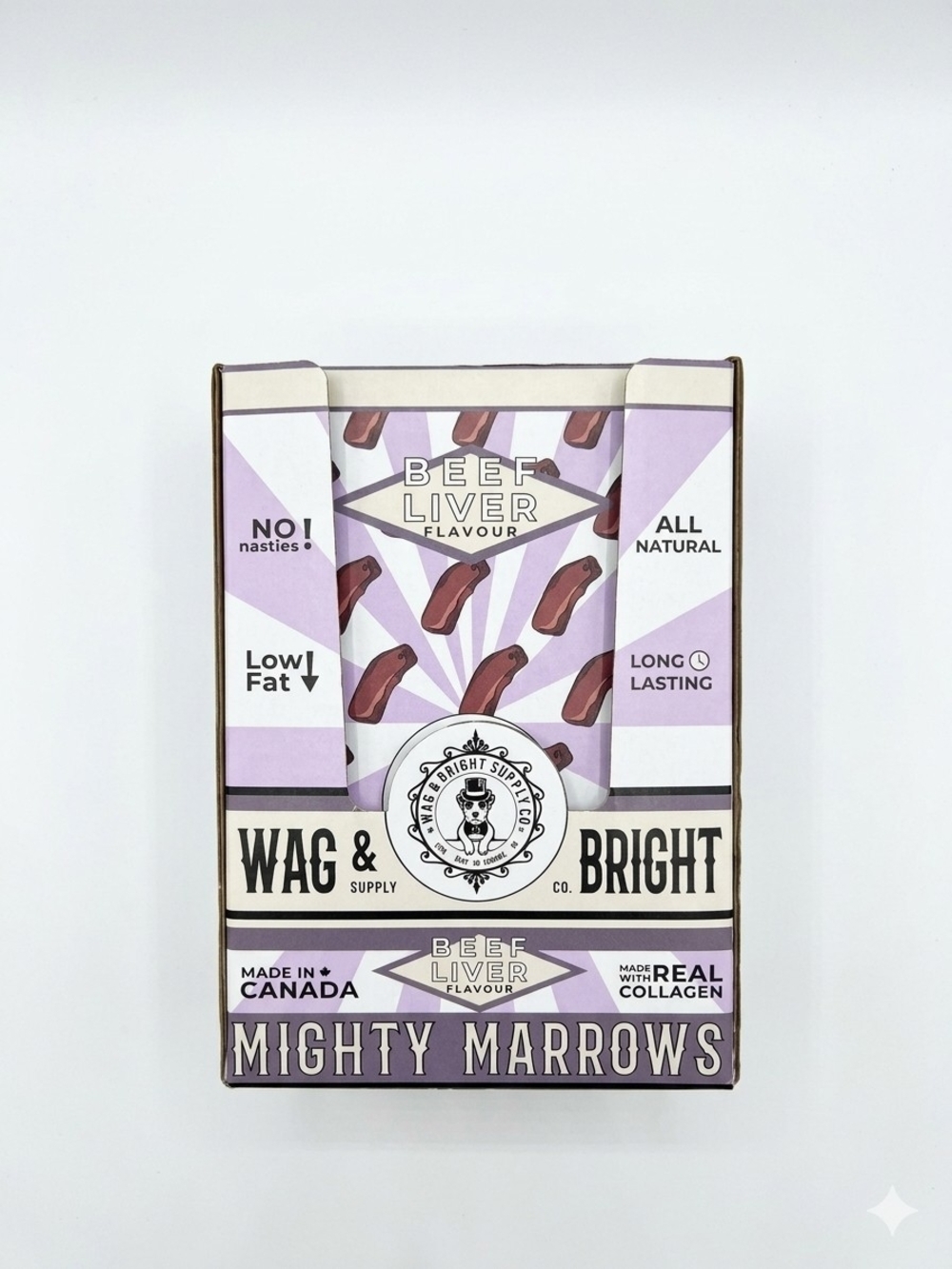 Wag & Bright Mighty Marrows Collagen Dental Chews Large Beef Liver Box of 18Unit
